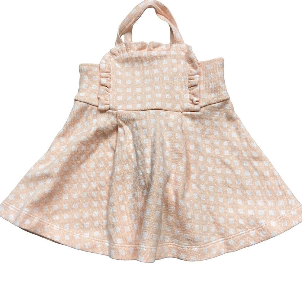 Janie and Jack Brand Infant Peach and White Checkered Dress Size 6-12 Months
